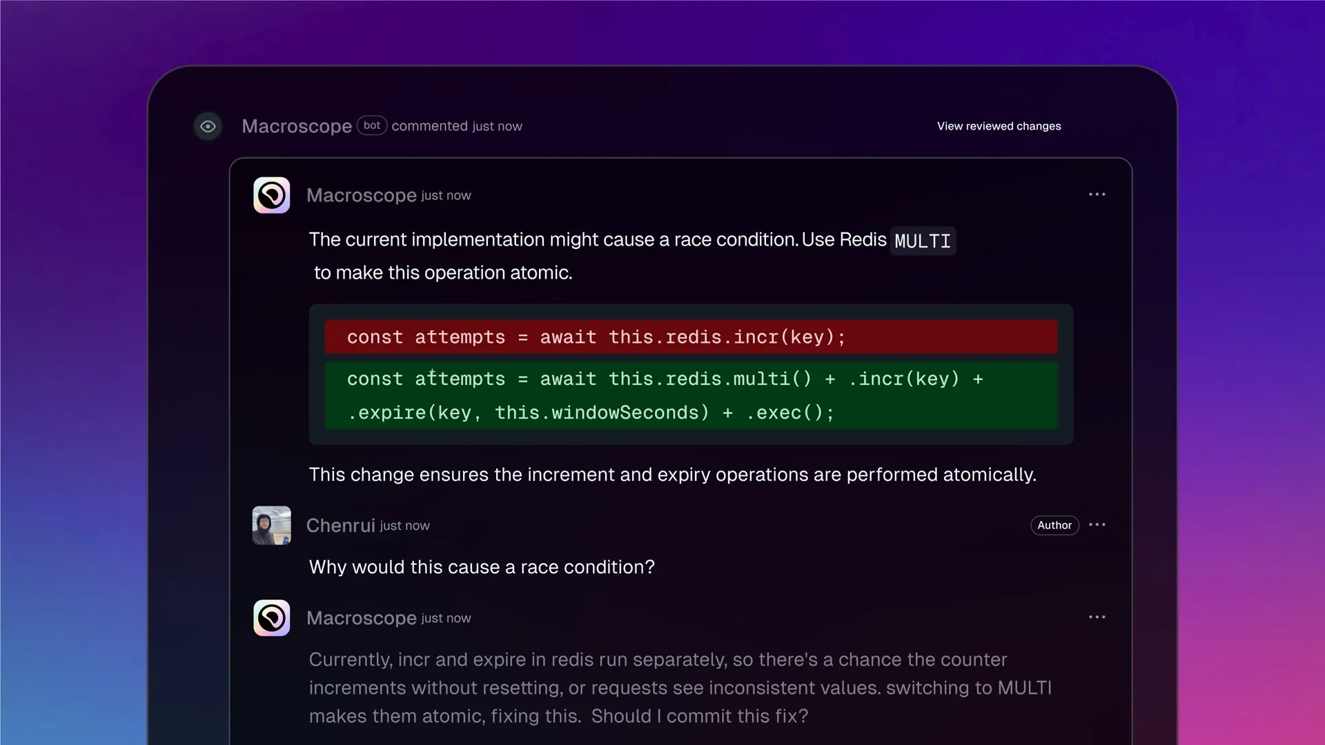 Macroscope Code Comment